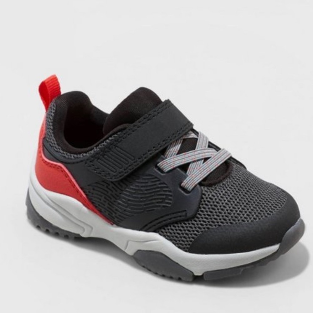 Cat & Jack Black and Gray Kids Sneakers with Red Accent